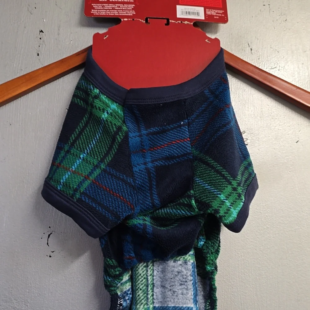 Wondershop Blue‎ and Green Plaid Pet pajamas  Size Small up to 20 pounds NWT